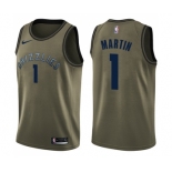 Men's Nike Memphis Grizzlies #1 Jarell Martin Swingman Green Salute to Service NBA Jersey