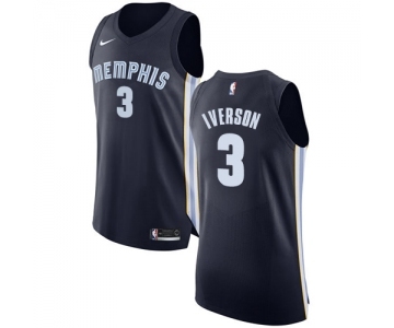 Men's Nike Memphis Grizzlies #3 Allen Iverson Authentic Navy Blue Road NBA Jersey - Icon Edition