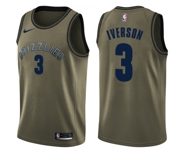 Men's Nike Memphis Grizzlies #3 Allen Iverson Swingman Green Salute to Service NBA Jersey