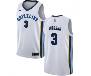 Men's Nike Memphis Grizzlies #3 Allen Iverson Swingman White NBA Jersey - Association Edition