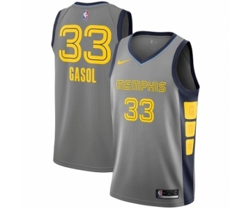 Men's Nike Memphis Grizzlies #33 Marc Gasol Authentic Gray NBA Jersey - City Edition