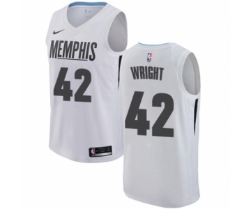 Men's Nike Memphis Grizzlies #42 Lorenzen Wright Authentic White NBA Jersey - City Edition