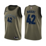 Men's Nike Memphis Grizzlies #42 Lorenzen Wright Swingman Green Salute to Service NBA Jersey