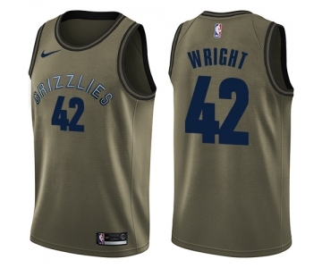 Men's Nike Memphis Grizzlies #42 Lorenzen Wright Swingman Green Salute to Service NBA Jersey