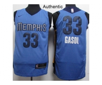 Nike Memphis Grizzlies #33 Marc Gasol Light Blue NBA Authentic Statement Edition Jersey