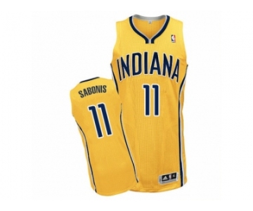 Men Adidas Indiana Pacers #11 Domantas Sabonis Authentic Gold Alternate NBA Jersey