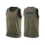 Men Nike Indiana Pacers #11 Domantas Sabonis Green Salute to Service NBA Swingman Jersey