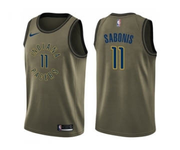 Men Nike Indiana Pacers #11 Domantas Sabonis Green Salute to Service NBA Swingman Jersey