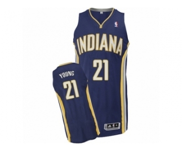 Men's Adidas Indiana Pacers #21 Thaddeus Young Authentic Navy Blue Road NBA Jersey