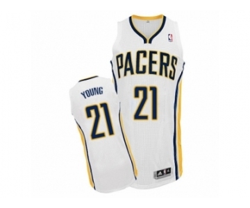 Men's Adidas Indiana Pacers #21 Thaddeus Young Authentic White Home NBA Jersey