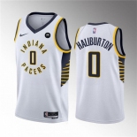 Men's Indiana Pacers #0 Tyrese Haliburton White Association Edition Stitched Basketball Jersey