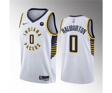 Men's Indiana Pacers #0 Tyrese Haliburton White Association Edition Stitched Basketball Jersey