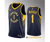 Men's Indiana Pacers #1 Jarace Walker Navy 2023 Draft Icon Edition Stitched Basketball Jersey