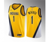 Men's Indiana Pacers #1 Jarace Walker Yellow 2023 Draft Statement Edition Stitched Basketball Jersey