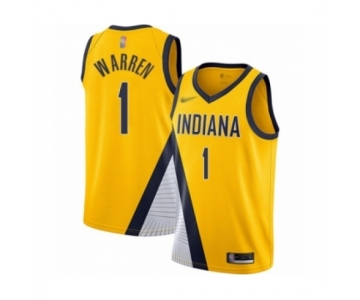 Men's Indiana Pacers #1 T.J. Warren Authentic Gold Finished Basketball Jersey - Statement Edition