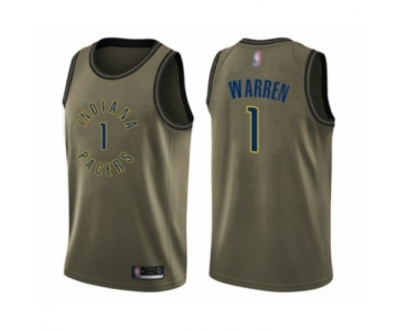 Men's Indiana Pacers #1 T.J. Warren Swingman Green Salute to Service Basketball Jersey