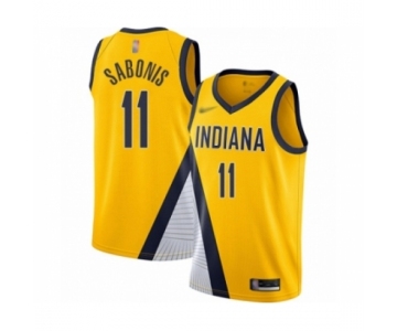 Men's Indiana Pacers #11 Domantas Sabonis Authentic Gold Finished Basketball Jersey - Statement Edition