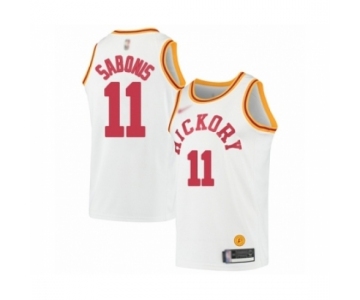 Men's Indiana Pacers #11 Domantas Sabonis Authentic White Hardwood Classics Basketball Jersey