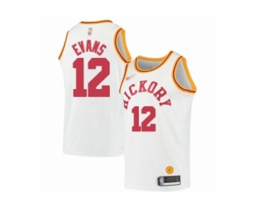 Men's Indiana Pacers #12 Tyreke Evans Authentic White Hardwood Classics Basketball Jersey