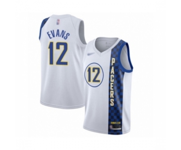 Men's Indiana Pacers #12 Tyreke Evans Swingman White Basketball Jersey 2019-20 City Edition