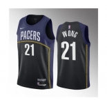 Men's Indiana Pacers #21 Isaiah Wong Blue 2023 Draft City Edition Stitched Basketball Jersey