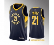 Men's Indiana Pacers #21 Isaiah Wong Navy 2023 Draft Icon Edition Stitched Basketball Jersey