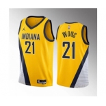 Men's Indiana Pacers #21 Isaiah Wong Yellow 2023 Draft Statement Edition Stitched Basketball Jersey