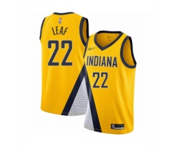 Men's Indiana Pacers #22 T. J. Leaf Authentic Gold Finished Basketball Jersey - Statement Edition