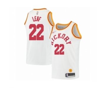 Men's Indiana Pacers #22 T. J. Leaf Authentic White Hardwood Classics Basketball Jersey