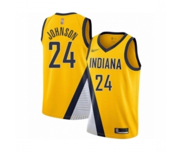 Men's Indiana Pacers #24 Alize Johnson Authentic Gold Finished Basketball Jersey - Statement Edition