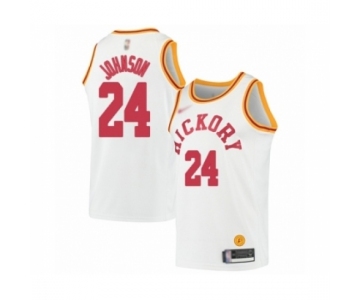 Men's Indiana Pacers #24 Alize Johnson Authentic White Hardwood Classics Basketball Jersey