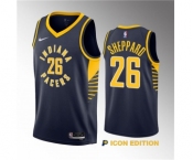 Men's Indiana Pacers #26 Ben Sheppard Navy 2023 Draft Icon Edition Stitched Basketball Jersey