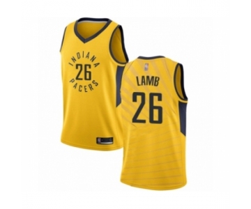 Men's Indiana Pacers #26 Jeremy Lamb Authentic Gold Basketball Jersey Statement Edition