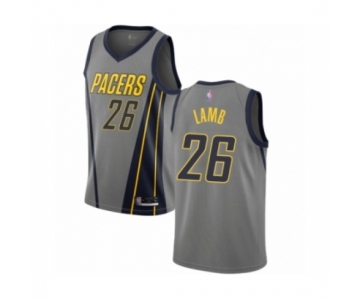 Men's Indiana Pacers #26 Jeremy Lamb Authentic Gray Basketball Jersey - City Edition