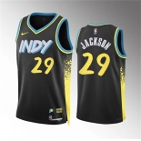 Men's Indiana Pacers #29 Quenton Jackson Black 2023-24 City Edition Stitched Basketball Jersey