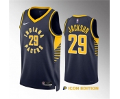 Men's Indiana Pacers #29 Quenton Jackson Navy Icon Edition Stitched Basketball Jersey