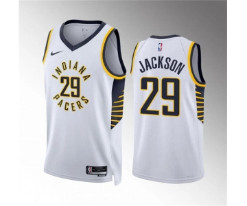 Men's Indiana Pacers #29 Quenton Jackson White Association Edition Stitched Basketball Jersey