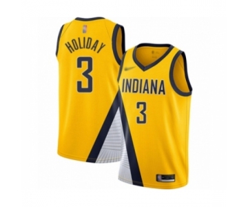 Men's Indiana Pacers #3 Aaron Holiday Swingman Gold Finished Basketball Jersey - Statement Edition