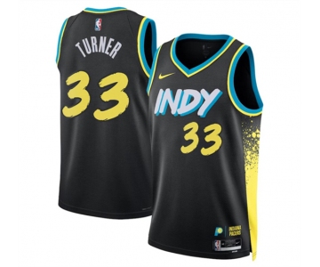 Men's Indiana Pacers #33 Myles Turner Black 2023-24 City Edition Stitched Basketball Jersey