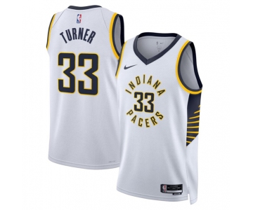 Men's Indiana Pacers #33 Myles Turner White Association Edition Stitched Basketball Jersey