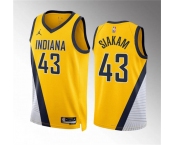 Men's Indiana Pacers #43 Pascal Siakam Yelllow Statement Edition Stitched Basketball Jersey