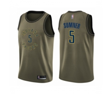 Men's Indiana Pacers #5 Edmond Sumner Swingman Green Salute to Service Basketball Jersey