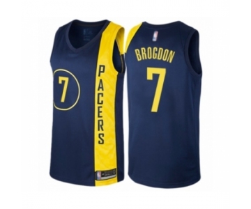 Men's Indiana Pacers #7 Malcolm Brogdon Authentic Navy Blue Basketball Jersey - City Edition