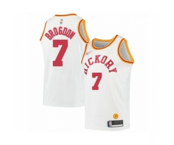 Men's Indiana Pacers #7 Malcolm Brogdon Authentic White Hardwood Classics Basketball Jersey