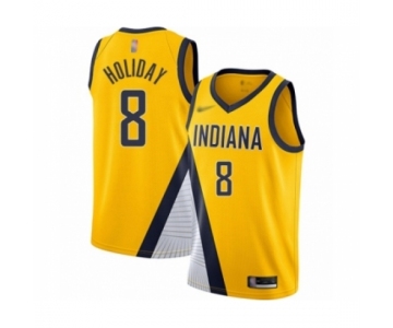 Men's Indiana Pacers #8 Justin Holiday Authentic Gold Finished Basketball Jersey - Statement Edition