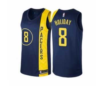 Men's Indiana Pacers #8 Justin Holiday Authentic Navy Blue Basketball Jersey - City Edition