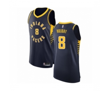 Men's Indiana Pacers #8 Justin Holiday Authentic Navy Blue Basketball Jersey - Icon Edition