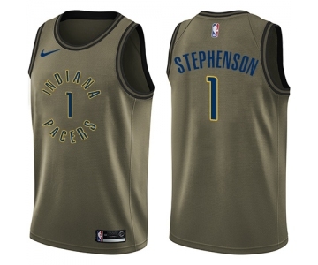 Men's Nike Indiana Pacers #1 Lance Stephenson Swingman Green Salute to Service NBA Jersey