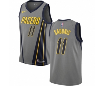 Men's Nike Indiana Pacers #11 Domantas Sabonis Authentic Gray NBA Jersey - City Edition