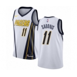 Men's Nike Indiana Pacers #11 Domantas Sabonis White Swingman Jersey - Earned Edition